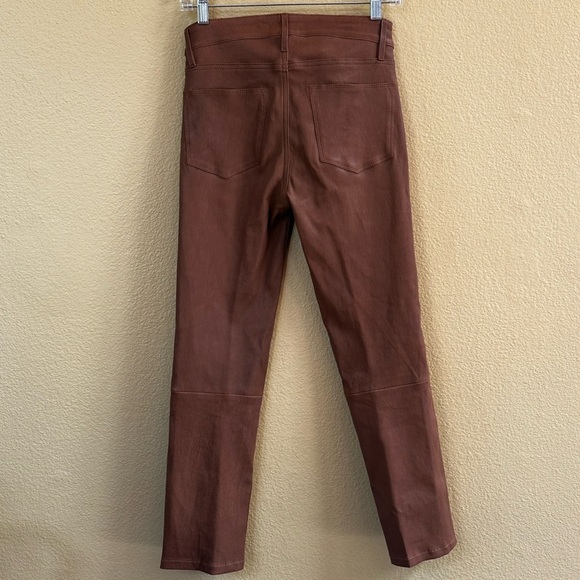 FRAME “Le High Straight” Cropped Lamb Leather Pants In Latte Size 25 EUC! - Picture 9 of 14